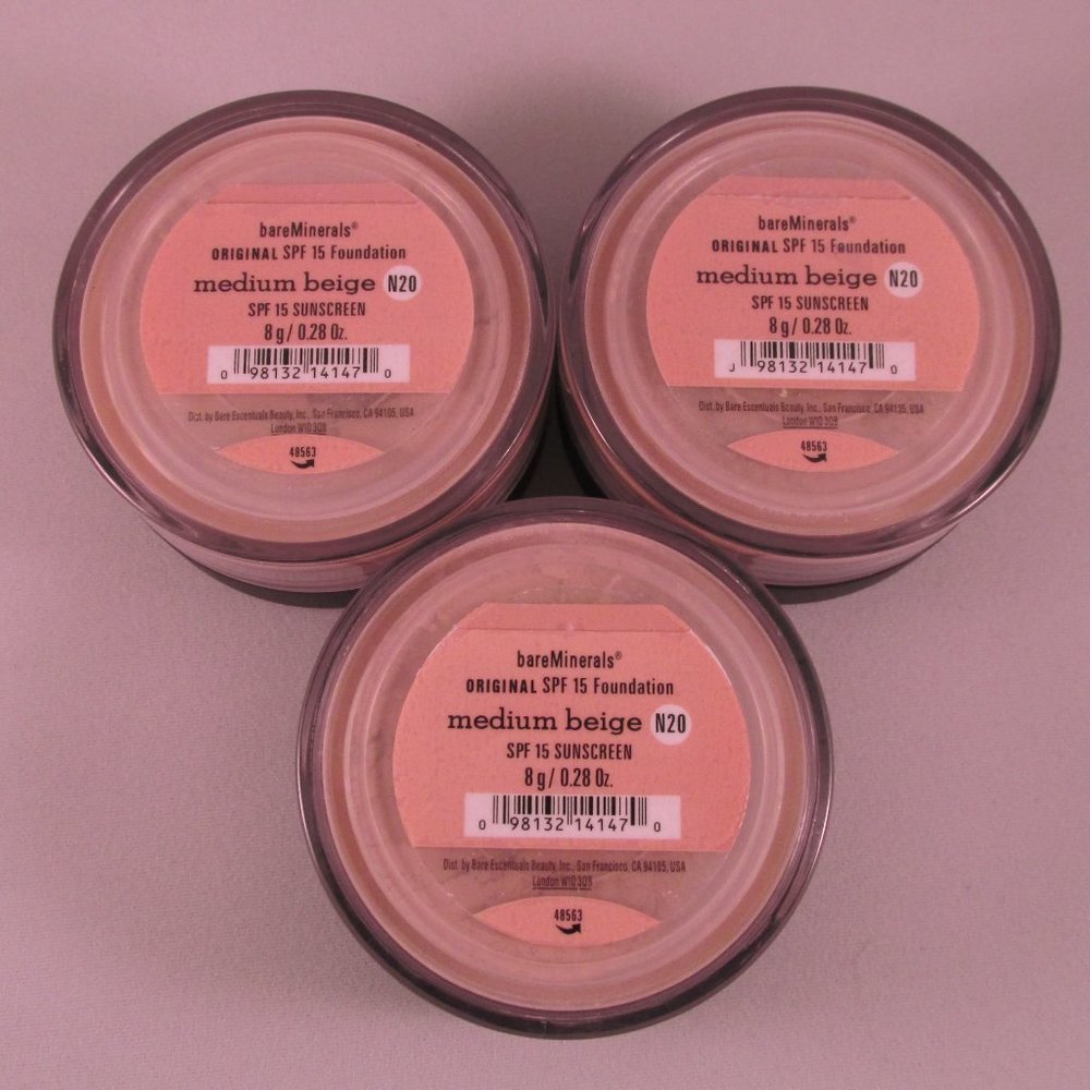 #NWT bareMinerals SPF15 Original Foundation Medium Beige N20 8g/0.28oz  Lot of 3